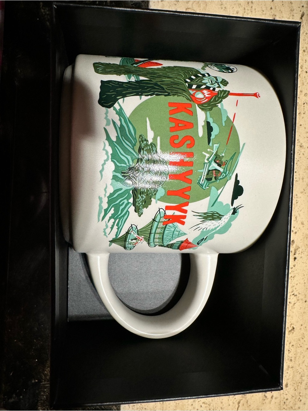 Starbucks White Ceramic Discovery Series Mug with Black Logos